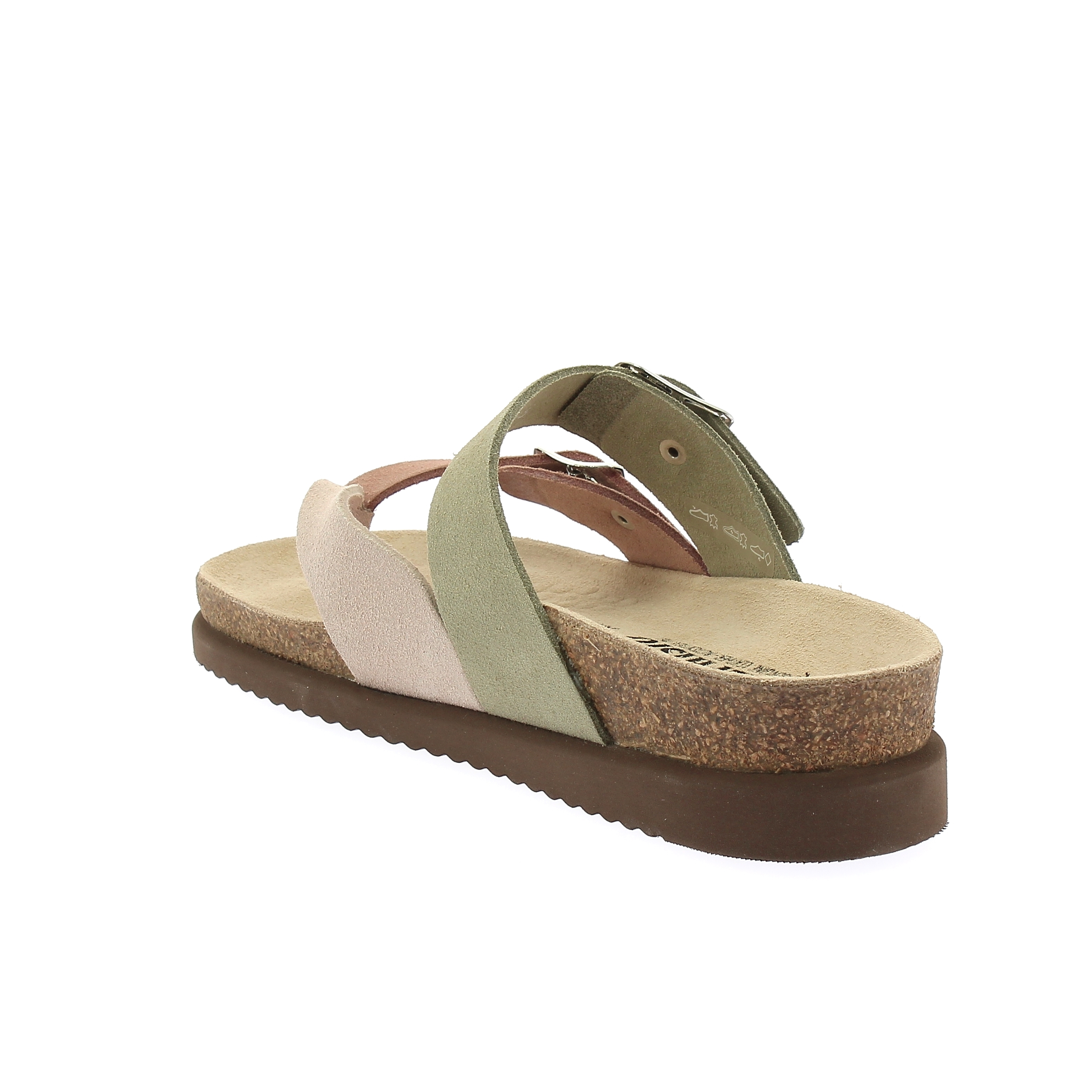 Happy infradito da donna in camoscio rosa e verde MEPHISTO HAPPY 62812 Bertossi Calzature