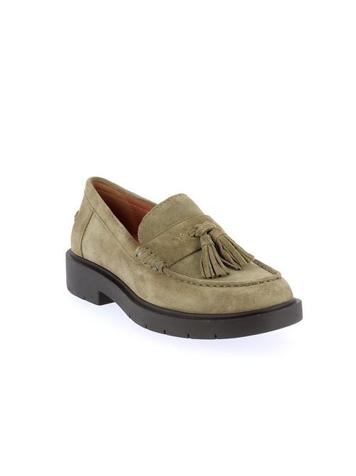 Spherica mocassino da donna in camoscio verde salvia con nappine GEOX | D26QRC00022C3704