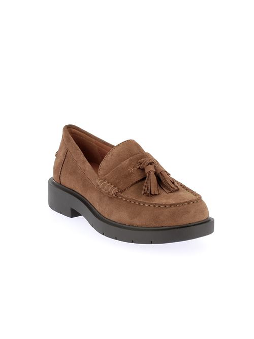 Spherica mocassino da donna in camoscio marrone con nappine GEOX | D26QRC00022C6372