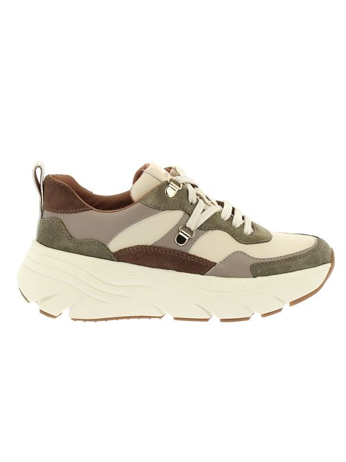 Diamanta sneakers da donna in ecopelle bianco latte e camoscio verde salvia GEOX | D36UFE022BCCB35X