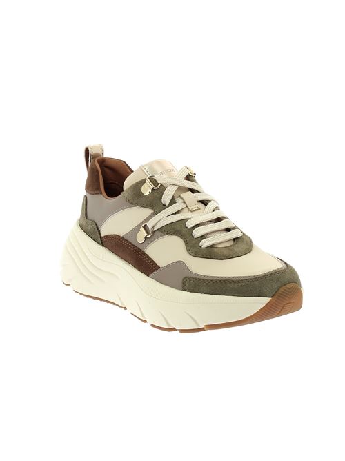 Diamanta sneakers da donna in ecopelle bianco latte e camoscio verde salvia GEOX | D36UFE022BCCB35X