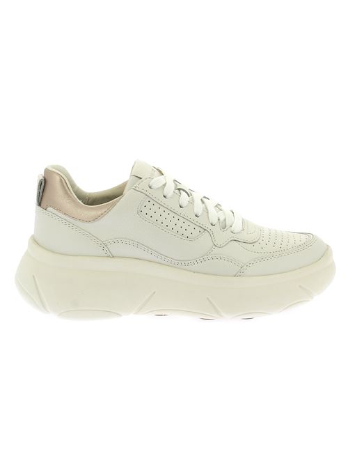 Nebula 2.0 sneakers da donna in pelle traforata bianco panna con dettagli oro GEOX | D45NHB046NFC1000