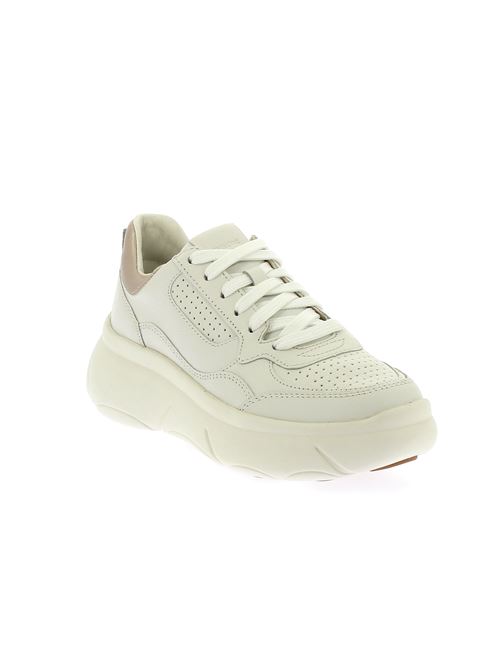 Nebula 2.0 sneakers da donna in pelle traforata bianco panna con dettagli oro GEOX | D45NHB046NFC1000