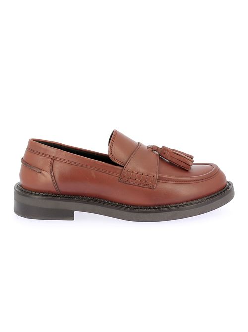 Serilda mocassino da donna in pelle marrone con nappine GEOX | D46WYH00043C6002