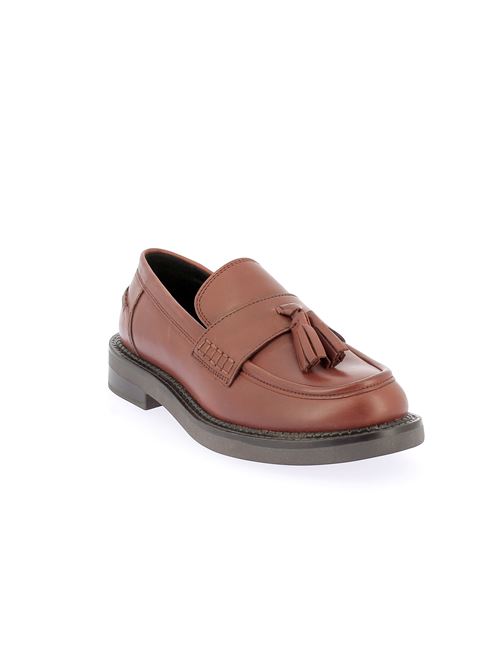 Serilda mocassino da donna in pelle marrone con nappine GEOX | D46WYH00043C6002