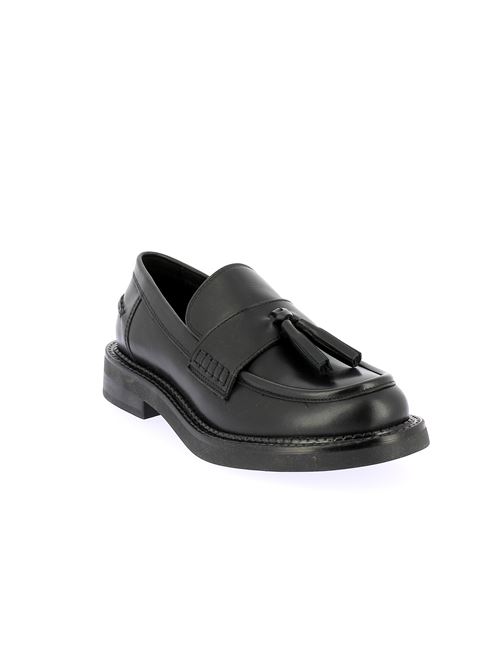 Serilda mocassino da donna in pelle nera con nappine decorative GEOX | D46WYH00043C9999