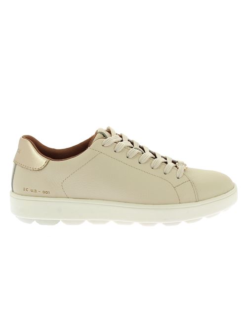 Spherica Ecub sneakers da donna in pelle beige con suola ammortizzata e dettagli oro GEOX | D55WEB046BNC1S2L