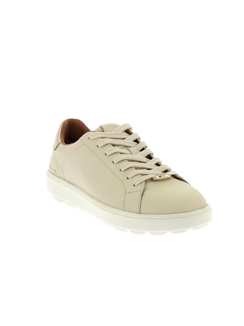 Spherica Ecub sneakers da donna in pelle beige con suola ammortizzata e dettagli oro GEOX | D55WEB046BNC1S2L
