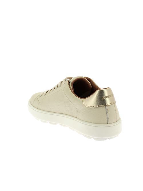 Spherica Ecub sneakers da donna in pelle beige con suola ammortizzata e dettagli oro GEOX | D55WEB046BNC1S2L