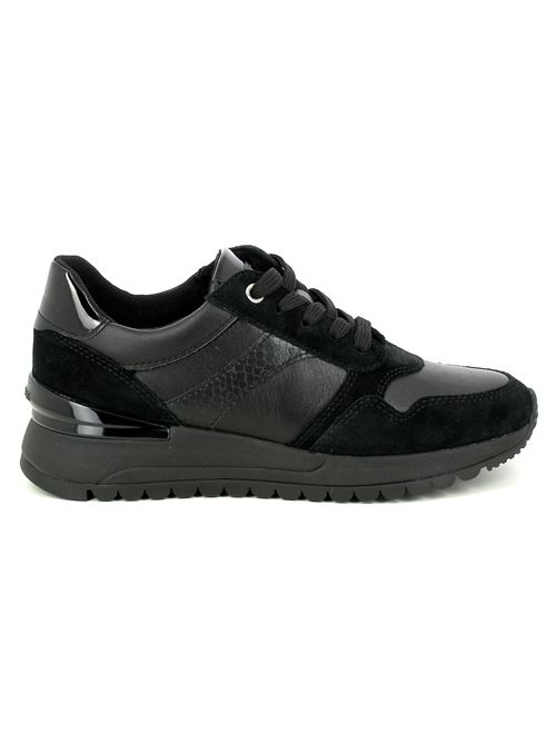 Desya sneakers da donna in pelle e camoscio nero con zip laterale GEOX | D5600B08522C9999