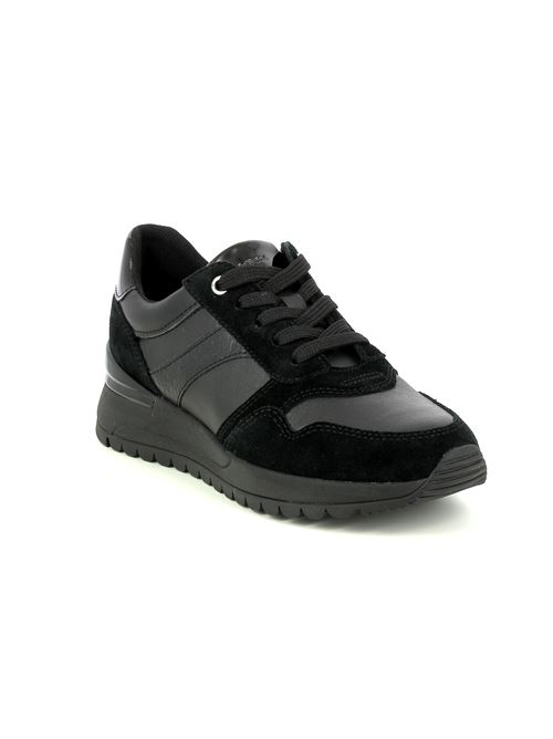 Desya sneakers da donna in pelle e camoscio nero con zip laterale GEOX | D5600B08522C9999