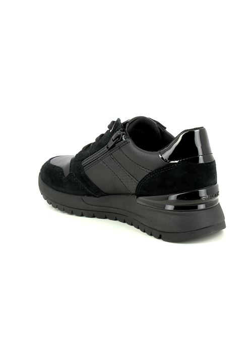 Desya sneakers da donna in pelle e camoscio nero con zip laterale GEOX | D5600B08522C9999