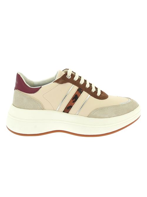Spherica Ecub sneakers da donna in ecopelle beige con dettagli animalier GEOX | D56WTA0BC22C1SH6