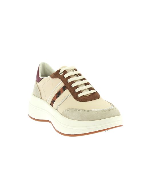 Spherica Ecub sneakers da donna in ecopelle beige con dettagli animalier GEOX | D56WTA0BC22C1SH6