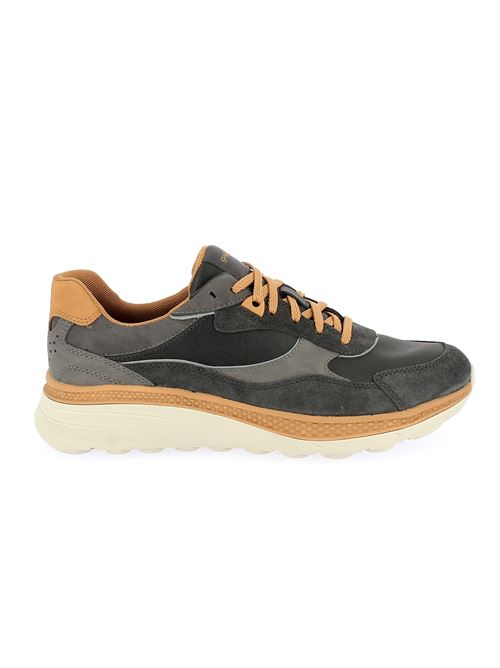 Spherica Actif sneakers da uomo in camoscio e tessuto grigio con dettagli senape GEOX | U56HUA0CQ22C1150