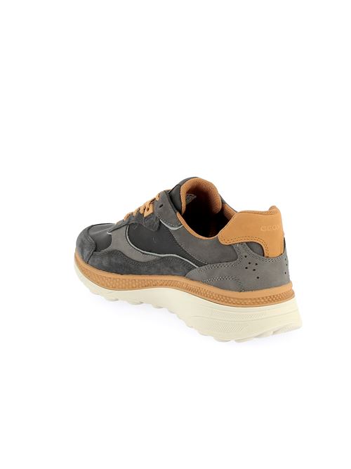 Spherica Actif sneakers da uomo in camoscio e tessuto grigio con dettagli senape GEOX | U56HUA0CQ22C1150