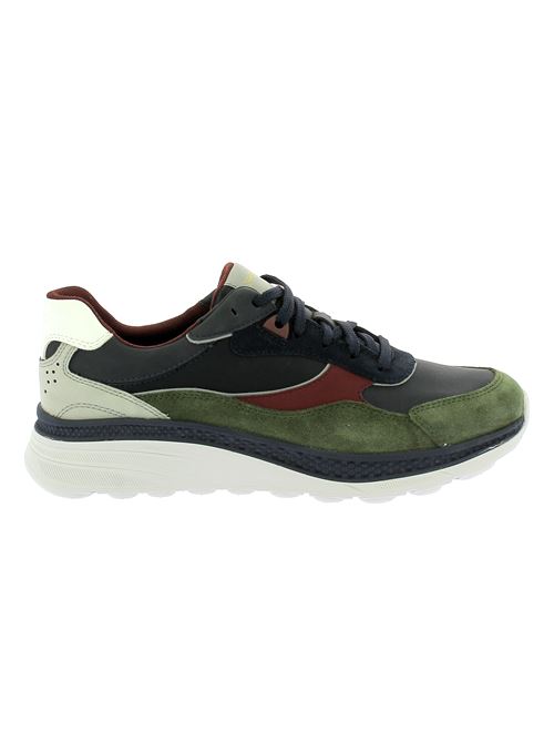 Spherica Actif sneakers da uomo in tessuto blu e camoscio verde con inserti bordeaux GEOX | U56HUA0CQ22CF4B3