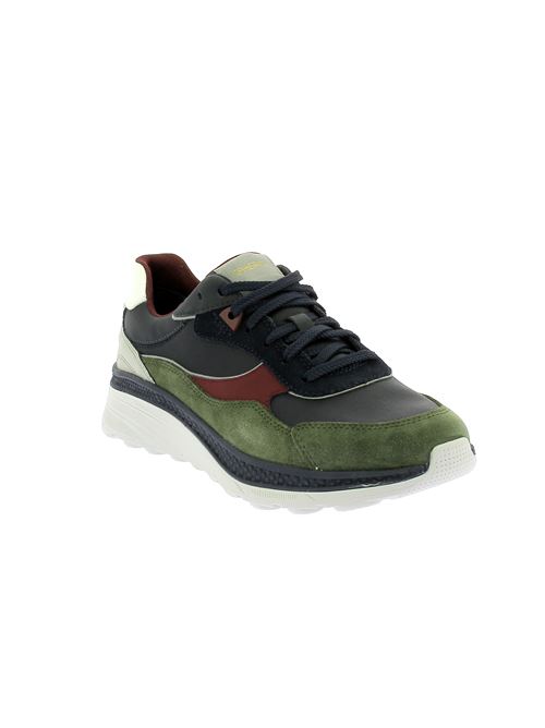 Spherica Actif sneakers da uomo in tessuto blu e camoscio verde con inserti bordeaux GEOX | U56HUA0CQ22CF4B3