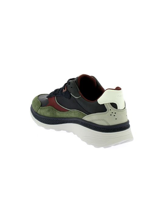 Spherica Actif sneakers da uomo in tessuto blu e camoscio verde con inserti bordeaux GEOX | U56HUA0CQ22CF4B3