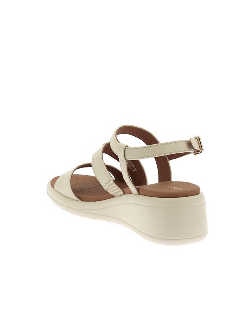 Meliconia sandalo da donna in pelle beige con zeppa e dettagli dorati GEOX | D550EF000BCC1122