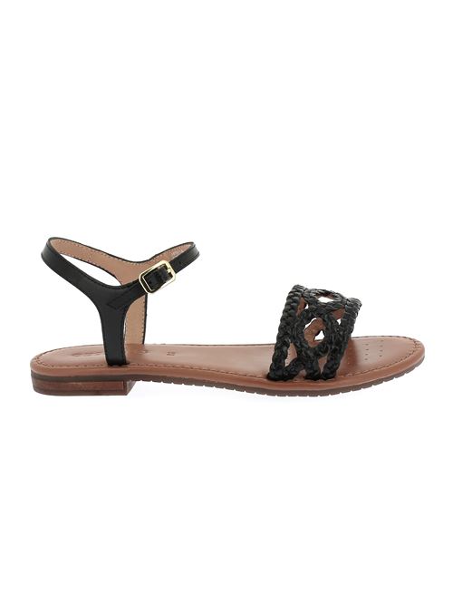 Sozy S A sandalo da donna in pelle intrecciata nera GEOX | D55LXA00081C9999