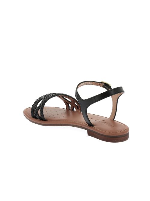 Sozy S A sandalo da donna in pelle intrecciata nera GEOX | D55LXA00081C9999