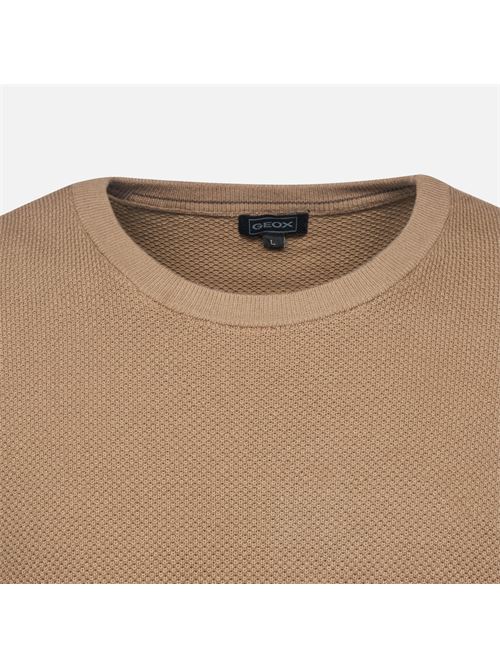Kint maglia girocollo da uomo in cotone beige GEOX | M5570HT3248F5264