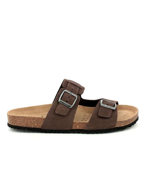 Sandal Ghita B ciabatta da uomo in nabuk testa di moro GEOX | U159VB00032C6024