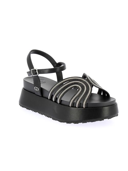 Frida 35 sandalo con zeppa da donna in ecopelle nero LIU-JO | SA5103EX02922222