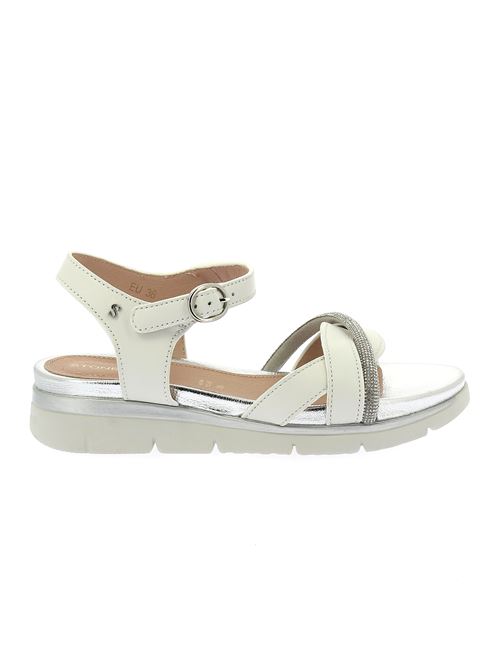 Elody sandalo da donna in ecopelle bianca e strass argento STONEFLY | 222363150