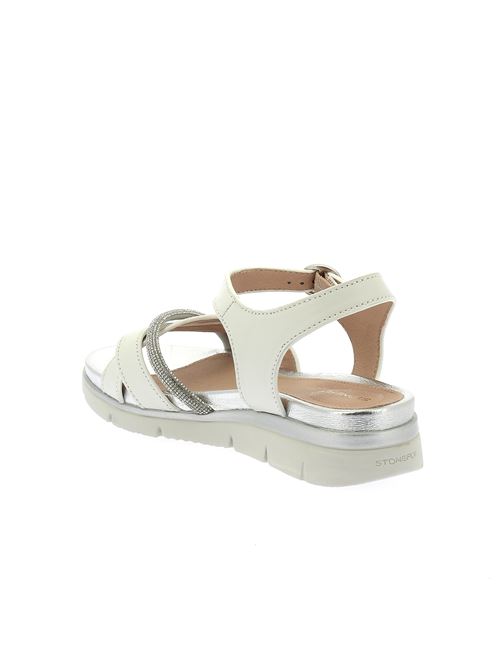 Elody sandalo da donna in ecopelle bianca e strass argento STONEFLY | 222363150