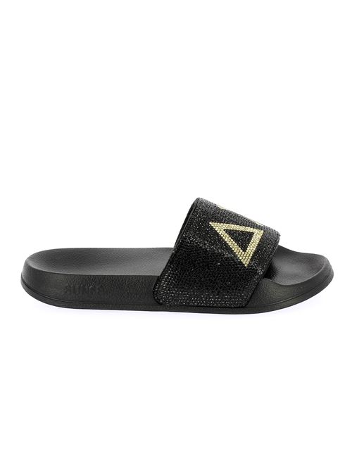 Slippers Logo Strass ciabatta da donna con strass neri e logo dorato SUN68 | BX3520511
