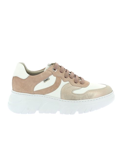 sneakers da donna in pelle bianca, oro e cipria CALLAGHAN | 51809Y