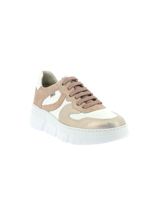 sneakers da donna in pelle bianca, oro e cipria CALLAGHAN | 51809Y