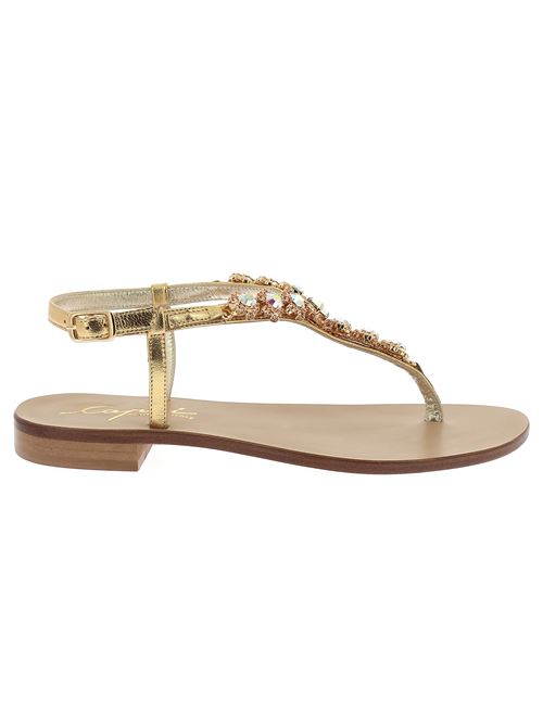 sandalo gioiello da donna oro con cristalli e cinturino regolabile Made in Italy CAPRI | 23V1Y