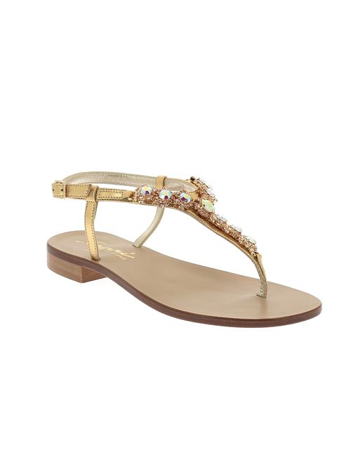 sandalo gioiello da donna oro con cristalli e cinturino regolabile Made in Italy CAPRI | 23V1Y