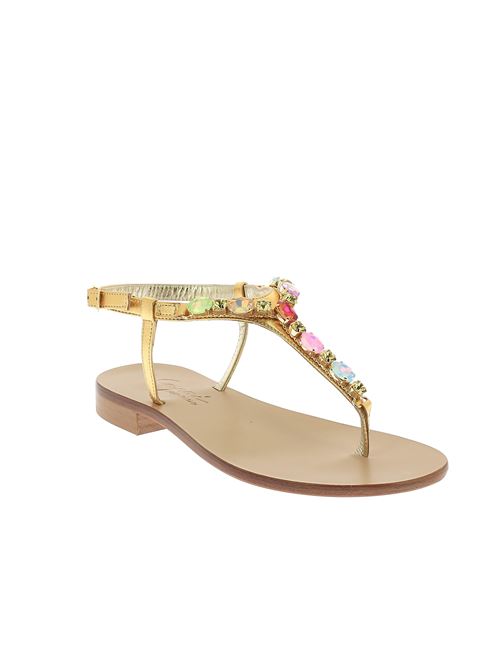 sandalo infradito gioiello da donna oro con cristalli multicolor Made in Italy CAPRI | 25GE12X