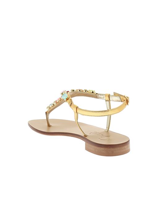 sandalo infradito gioiello da donna oro con cristalli multicolor Made in Italy CAPRI | 25GE12X