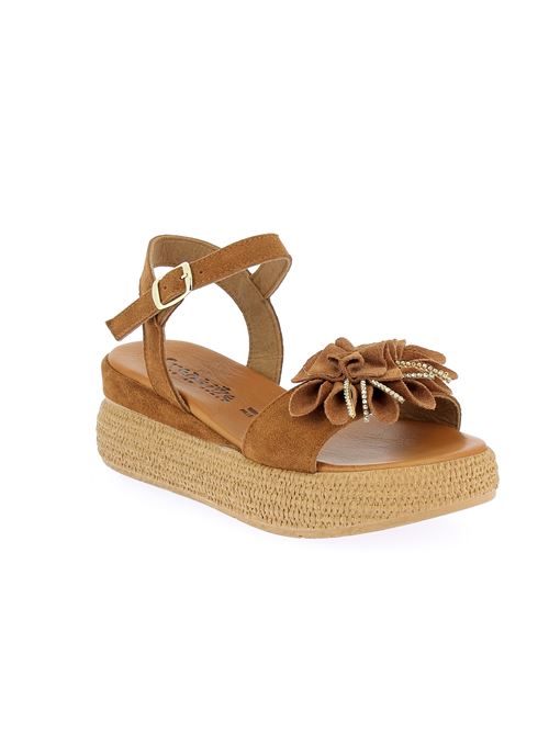 sandalo con zeppa da donna in camoscio cuoio CREATIVE | PL101X