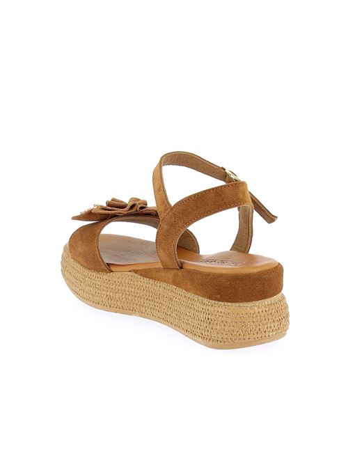 sandalo con zeppa da donna in camoscio cuoio CREATIVE | PL101X