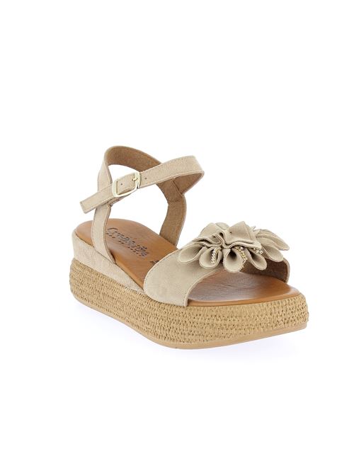 sandalo con zeppa da donna in camoscio nude CREATIVE | PL101Y