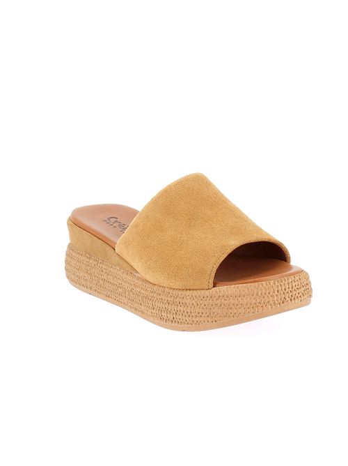 sabot con zeppa da donna in camoscio cuoio CREATIVE | PL152X