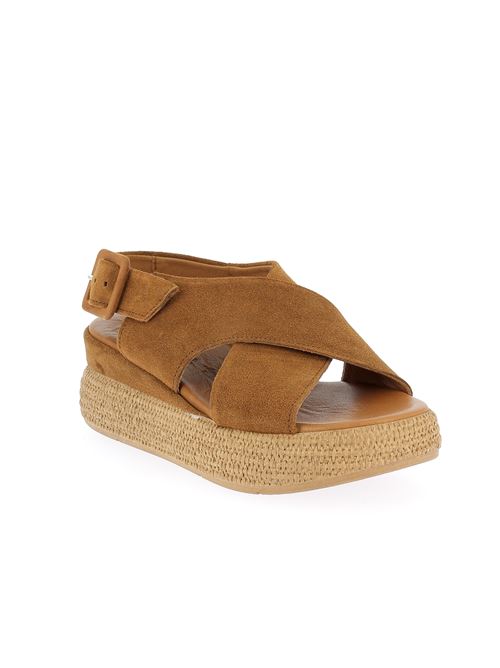 sandalo con zeppa da donna in camoscio cuoio CREATIVE | PL153X