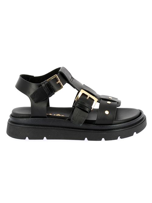 sandalo da donna in pelle nera con borchie oro CREATIVE | PL305X