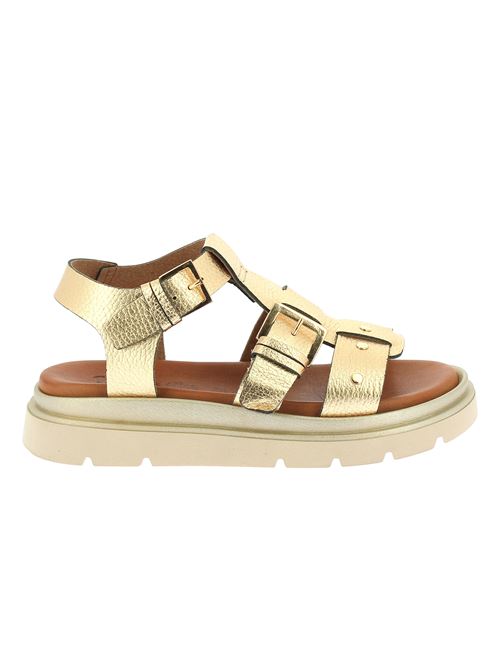 sandalo da donna in pelle laminata oro con borchie oro CREATIVE | PL305Y