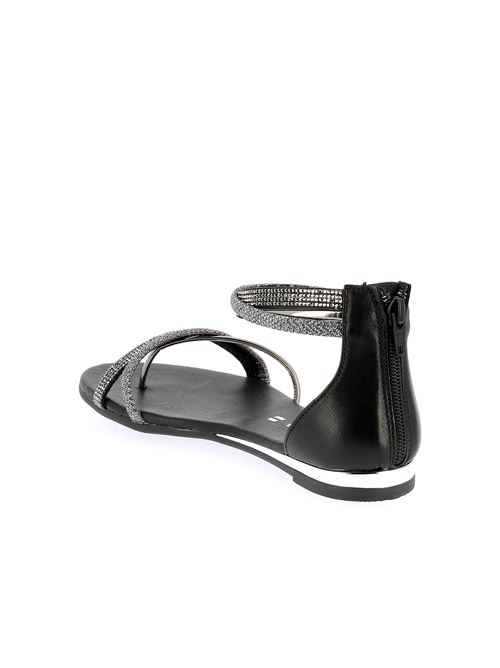 sandalo infradito gioiello da donna in strass e glitter nero CREATIVE | PL53530Z