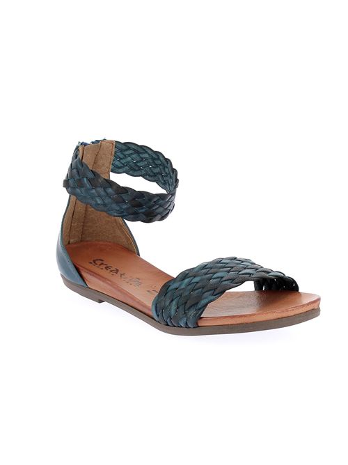 sandalo da donna in pelle intrecciata blu CREATIVE | PL54628Z