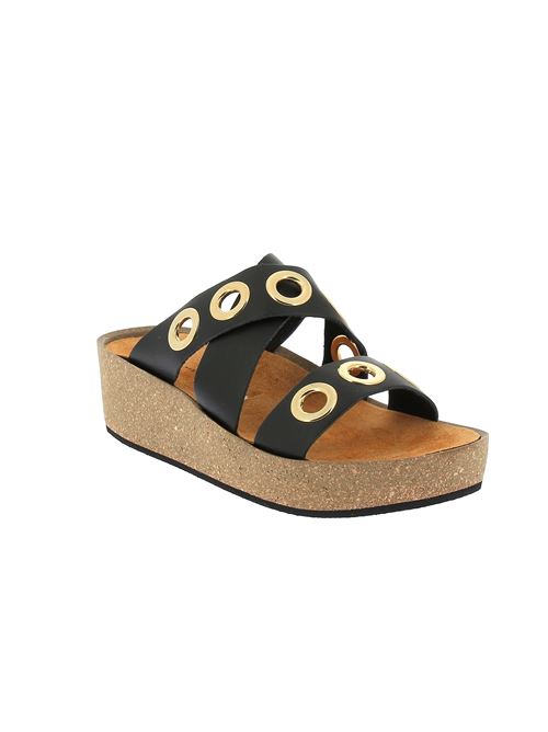 sabot con zeppa da donna in pelle nera FRAU | 60P7X