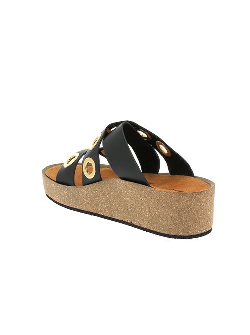 sabot con zeppa da donna in pelle nera FRAU | 60P7X