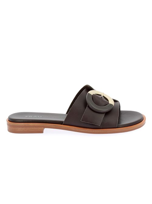 sabot da donna in pelle testa di moro FRAU | 85P4Y